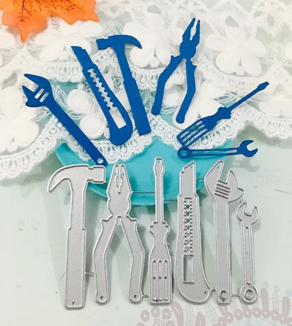 Metall Stanzer und Cutter Kombination in Silber für DIY Handwerk und Sticker-Album-Gestaltung - Bild 1