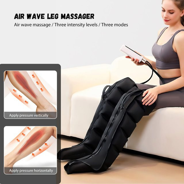 WUIETI Luftkompressions-Beinmassagegerät, Schwarz - Bild 1