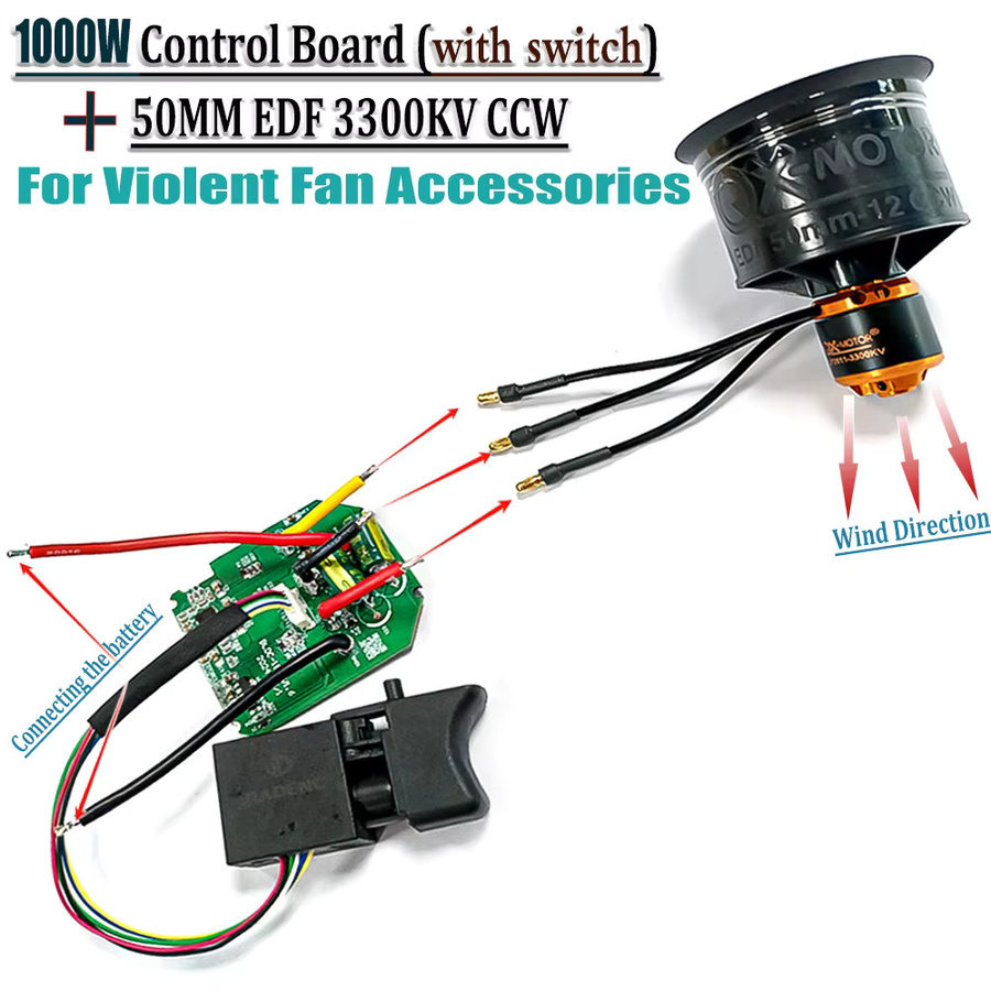 QX-MOTOR 50mm EDF 12-Blatt-Lüfter CCW 3300KV Bürstenloser Motor, Zubehör, Metall - Bild 2