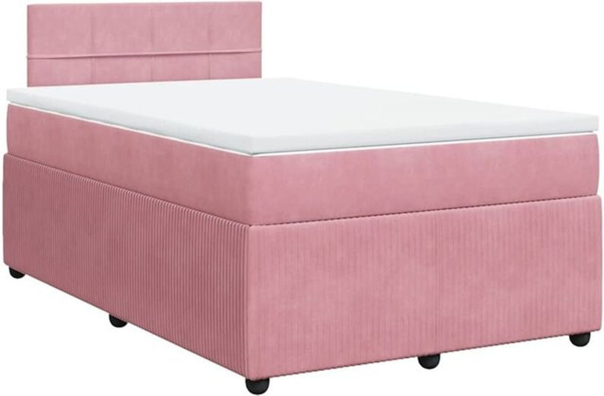 vidaxl Boxspringbett mit Matratze aus Samt in Rosa und Weiß B/T/H: 200 x 120 x 100,5 cm - Bild 1