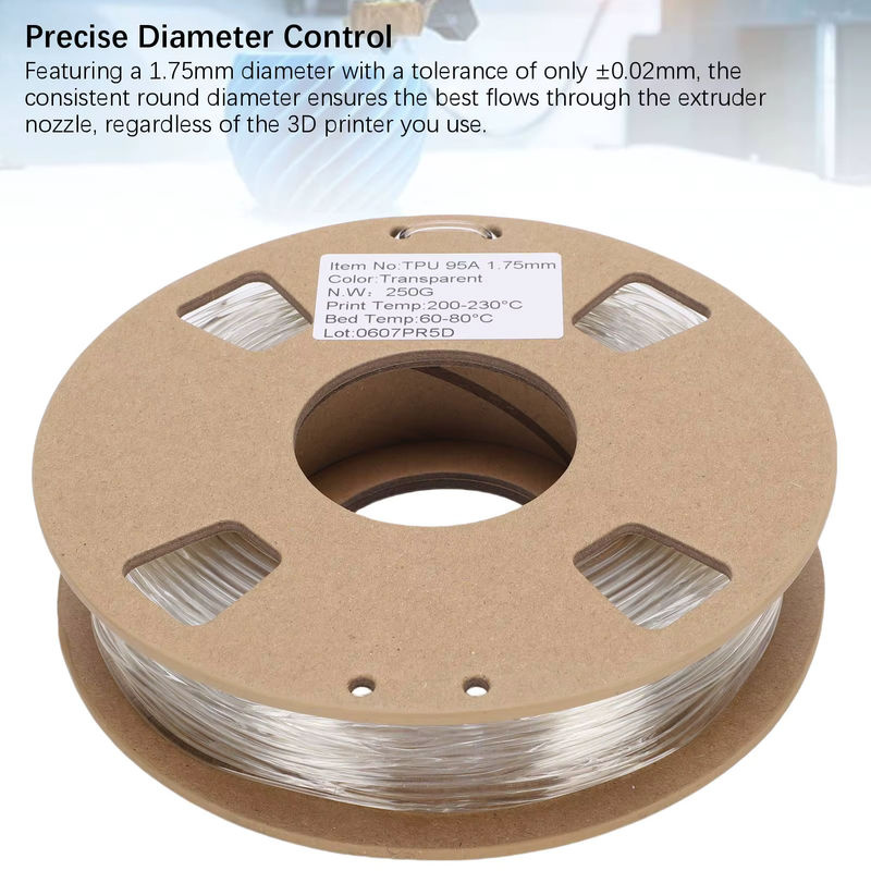 Bisofice TPU-Filament für FDM-3D-Drucker, 1,75 mm, 95 A, 250 g, transparent - Bild 5