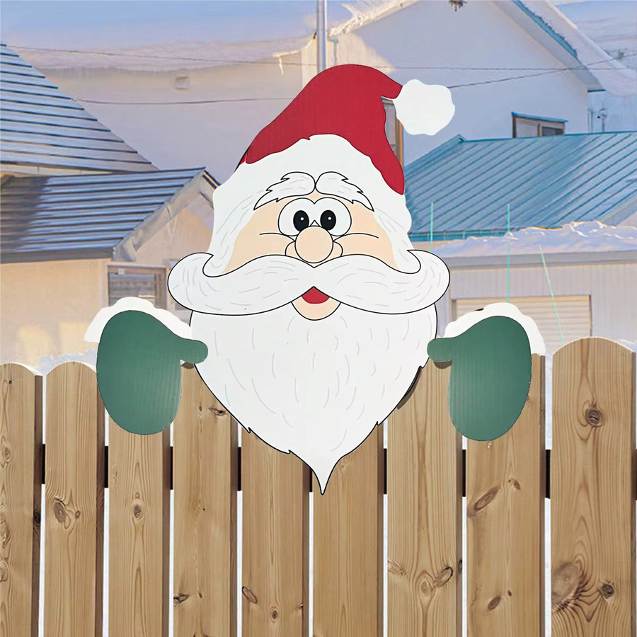 Grünes Weihnachts-Zaunschild aus Kunststoff für die Gartendekoration im Außenbereich - Bild 1