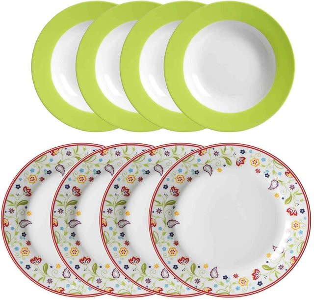 Ritzenhoff & Breker Tafelservice Shanti Doppio aus Porzellan 8er Set in Green und Multicolour - Bild 1