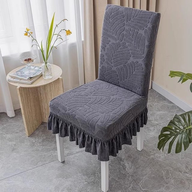 Yiran Furniture Elastischer Stuhlbezug mit integrierter Rückenlehne für Esszimmerstühle und Hocker, Grau, B/T/H: 42 x 38 x 38 cm - Bild 1