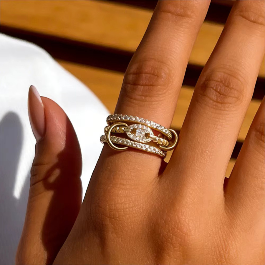 Spinelli Kilcollin Ring-Set Edelstahl, Gold, Zirkonia, Damen - Bild 2
