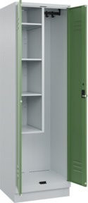 C+P Putzmittel-Spind Classic PLUS mit Sockel, 2 Abteile, grau/grün, H x B x T: 195 x 60 x 50 cm - Bild 1