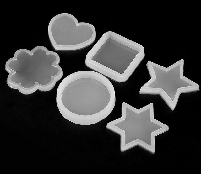 DIYelecs Silikonform Set in Grau mit 6 Formen für Kuchen und Schokoladen Dekoration (Kreis, Quadrat, Herz, Stern) - Bild 1