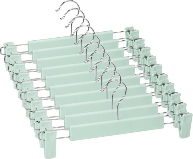 Jiajushuo Hosenbügel mit Clips und 360 Grad drehbarem Haken, platzsparende Rockbügel für Jeans und Kleidung, 10er Pack, Hellgrün - Bild 1