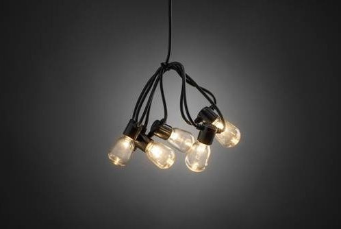 Konstsmide LED-Lichterkette für Garten und Terrasse, 20 bernsteinfarbene Birnen, schwarz, warmweißes Licht, IP44 wetterfest - Bild 2