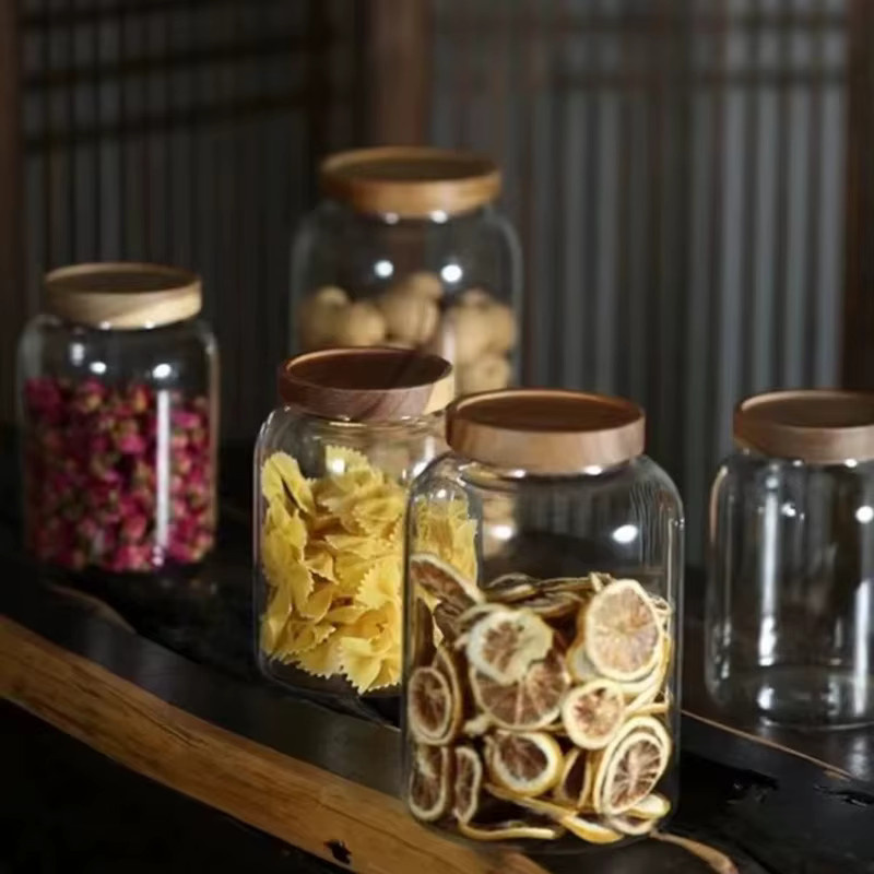 KEMORELA Vorratsglas aus Glas mit Holzdeckel für Kaffeebohnen, transparent - Bild 5