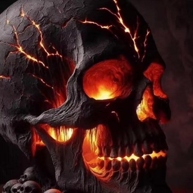 Casticker Magma Stein Totenkopf Schreibtischlampe mit LED-Licht in Braun - Bild 1