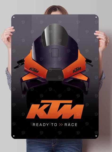 ZX ART K-KTM Blechschild Motorrad Poster Dekoration in Schwarz, B: 20 cm, H: 30 cm - Bild 1