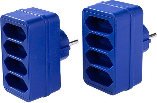 Powertec Electric 4-fach Steckdosenadapter in Blau, 2er-Set - Bild 1