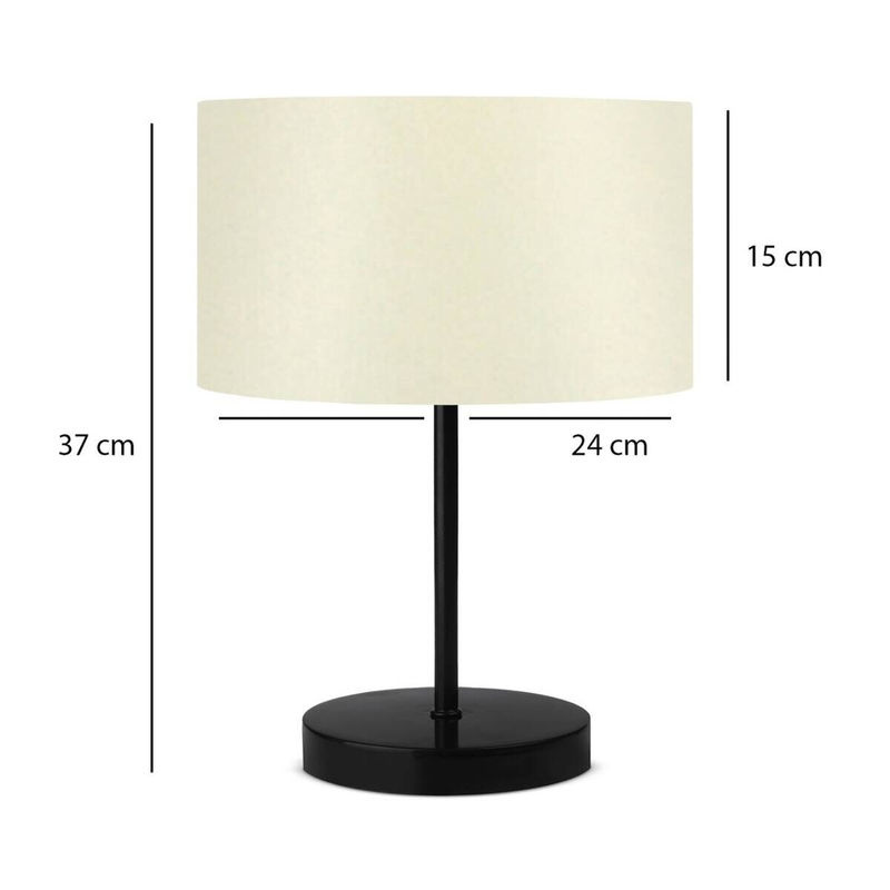 Opviq Tischleuchte in Creme mit Stoffschirm und Metallfuß, E27, B/T/H: 24 x 24 x 37 cm - Bild 2