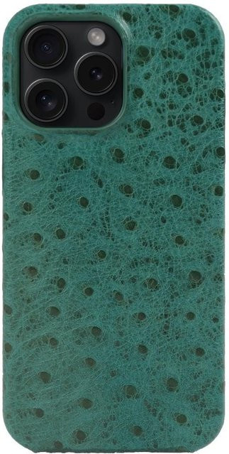 Luxus Straußenleder Case für iPhone 12 bis 16 Pro Max in Grün - Bild 1