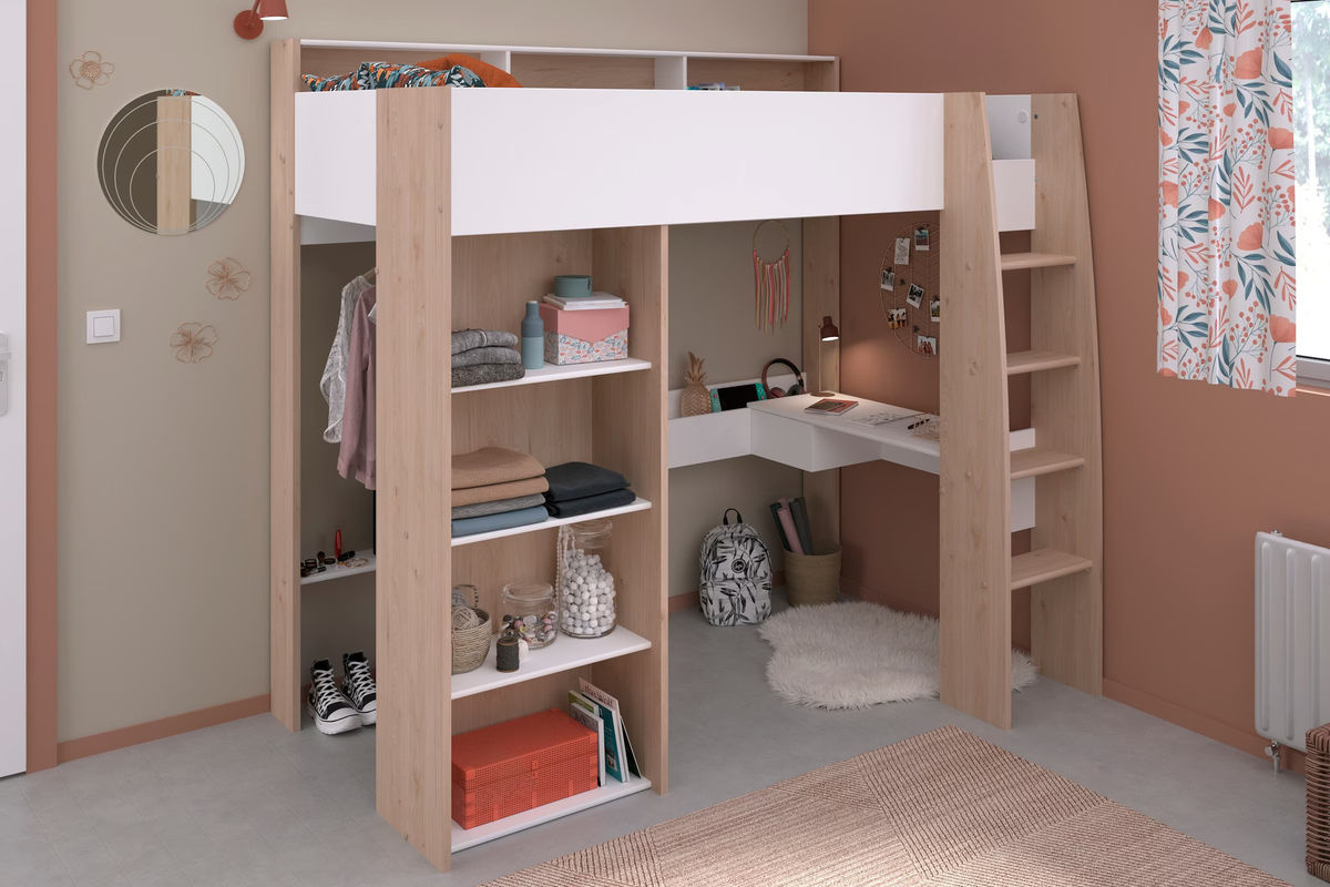Parisot Hochbett Shelter 11 für Kinder in Weiß, Modernes Design, B/T/H: 119 x 132 x 204 cm - Bild 3