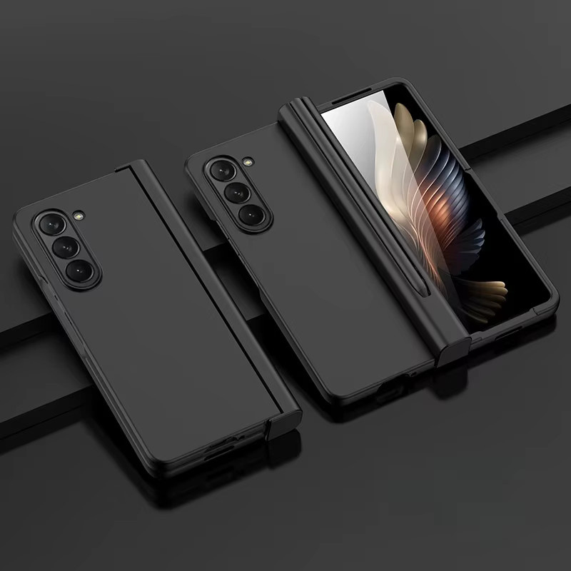 Kunststoffschale Membran Handyhülle mit Stiftschlitz und Scharnier Schutzabdeckung für Samsung Galaxy Z Fold 3, 4, 5, 6 und 7 in Schwarz oder Lila - Bild 1