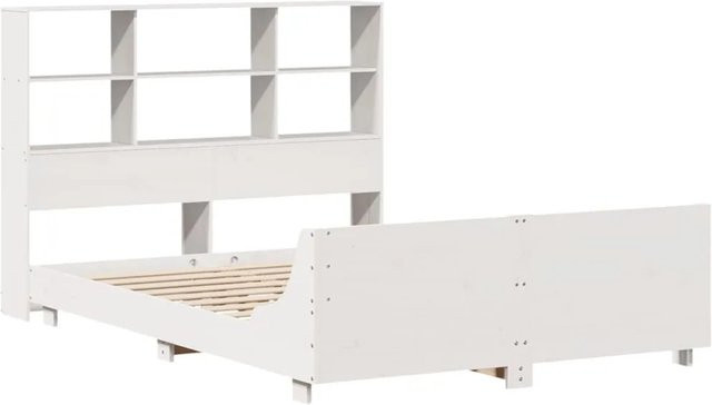 vidaXL Massivholzbett aus Kiefernholz in Weiß, rustikales Doppelbett ohne Matratze, B/T/H: 160 x 200 x 110 cm - Bild 1