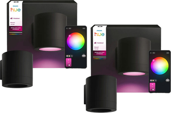 Philips Hue Muscari Wandstrahler Außenbereich Doppelpack LED Up-Down Lichteffekt Schwarz