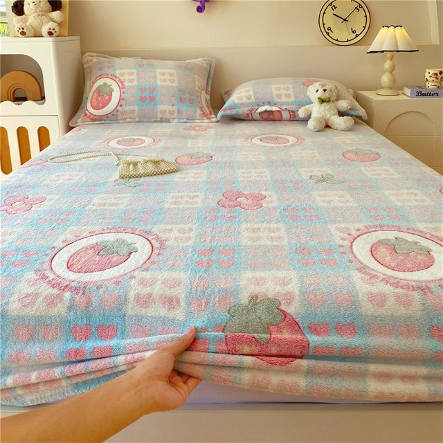 Bonenjoy Flauschiges Spannbettlaken aus Korallenvlies für den Winter, Farbe: Multicolour, B/T: 90 x 200 cm - Bild 1