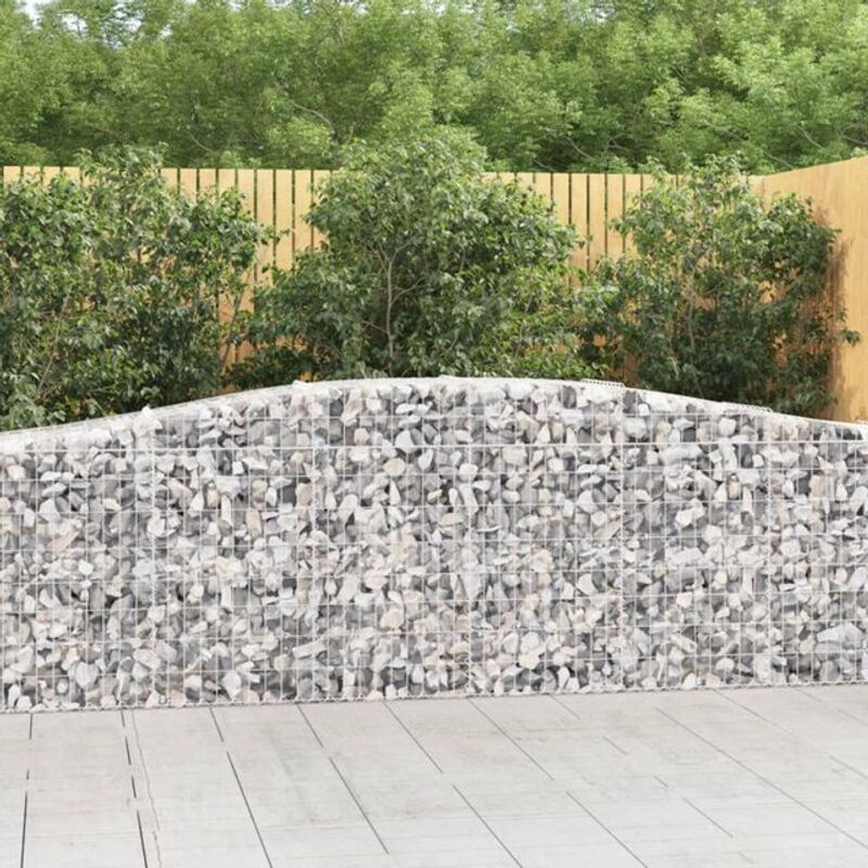 Vidaxl Gabionen mit Hochbogen 10er Set aus verzinktem Eisen in Silber, B/T/H: 400 x 50 x 80/100 cm - Bild 1