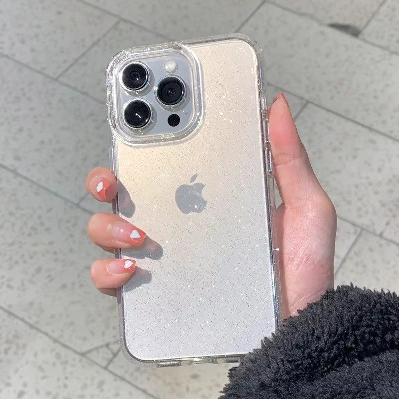 Luxuriöse Glitzer Stoßstangen Bling Schutzhülle aus Silikon und Acryl für dein Apple iPhone in Transparent - Bild 2