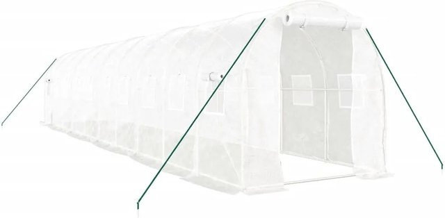 Furnicato Gewächshaus mit Stahlrahmen in Weiß, Fläche: 20 m², B/H/T: 10 x 2 x 2 m - Bild 1