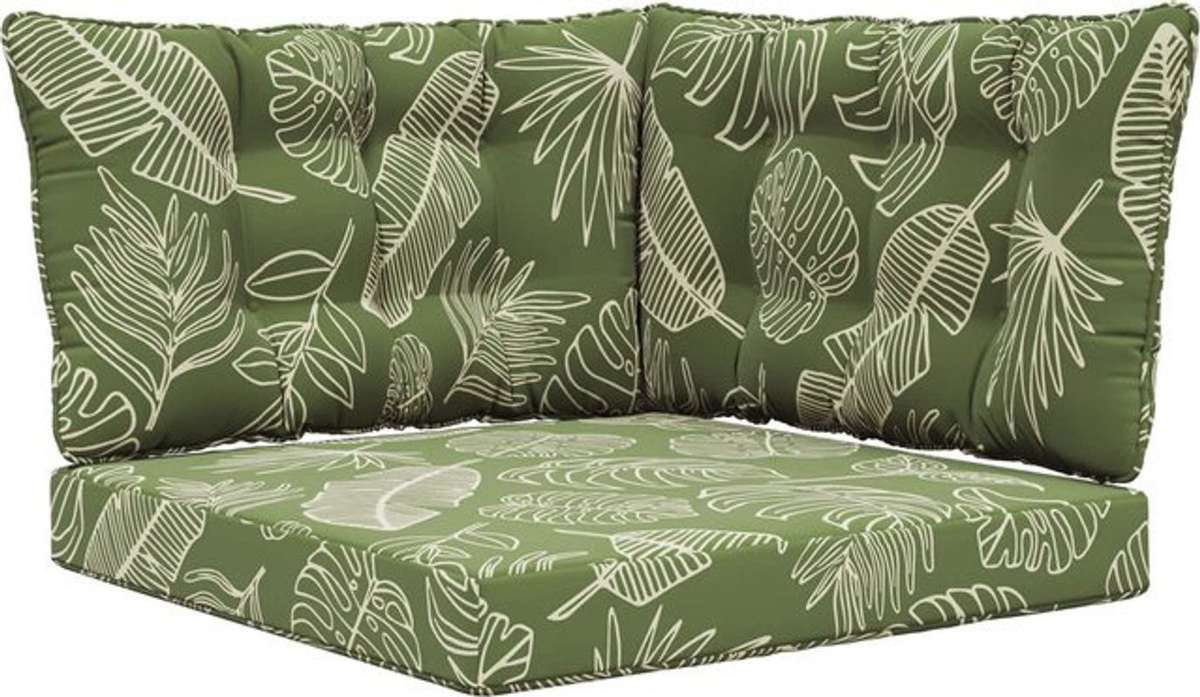 vidaXL Sofakissen für draußen mit Blattdesign aus Polyester, 3er-Set - Bild 1