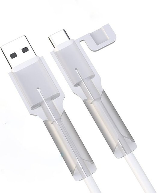 Silikon Ladekabelschutz für USB-C Kabel in Weiß als Staubschutzkappe und Datenkabelzubehör - Bild 1