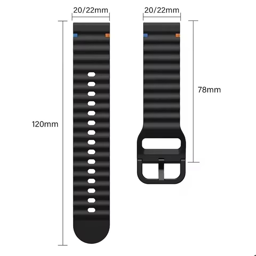 RWBANDS Uhrenarmband Silikon, Schwarz, Unisex, 20mm 22mm - Bild 4