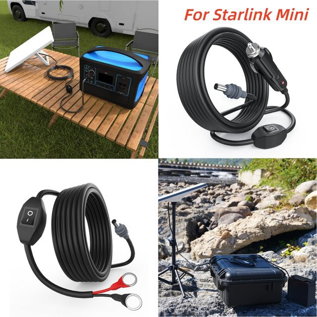 SZKOSTON Starlink Mini DC-Ladekabel mit integriertem Schalter, 3m 18AWG Stromkabel in Schwarz - Bild 1