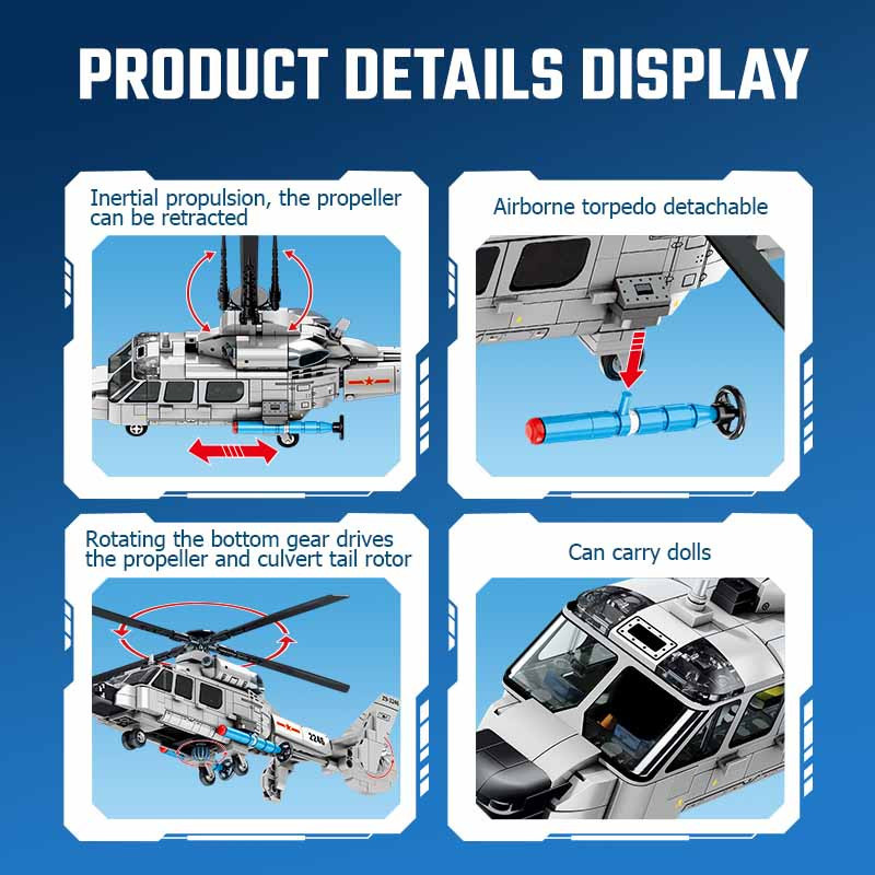 SEMBO Z-9 Bordhubschrauber Bausteine Flugzeug 449 Teile ab 6-12 Jahre - Bild 5