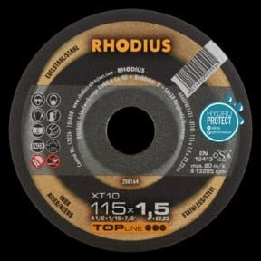 Rhodius TOPline XT10 Extradünne Trennscheibe für Edelstahl und Stahl, Durchmesser: 115 mm - Bild 2