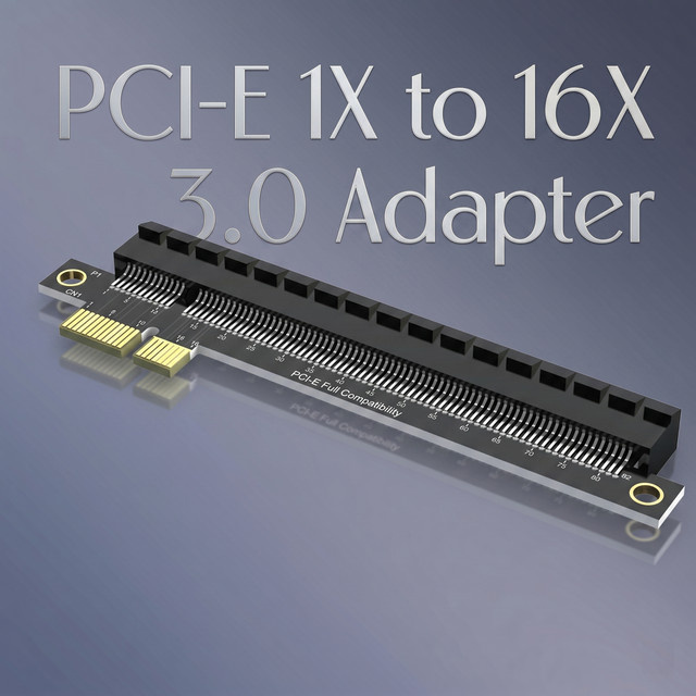 Haoyexin PCI-E X1 zu X16 Riser-Karte Grafikkarten-Adapter für 1U-Server, Schwarz - Bild 1
