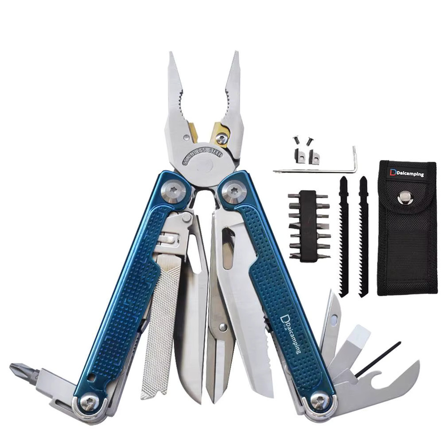 Daicamping Multi Tool Messer DL25 DL302 DL301 Multifunktionales EDC Klappmesser mit Zange aus Edelstahl in Blau - Bild 1