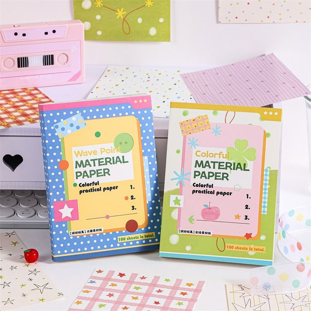 100 Blatt handgemachtes Scrapbook-Papier im japanisch-koreanischen Stil, buntes Bastelpapier für Tagebücher und Schreibwaren-Geschenke, matt - Bild 1