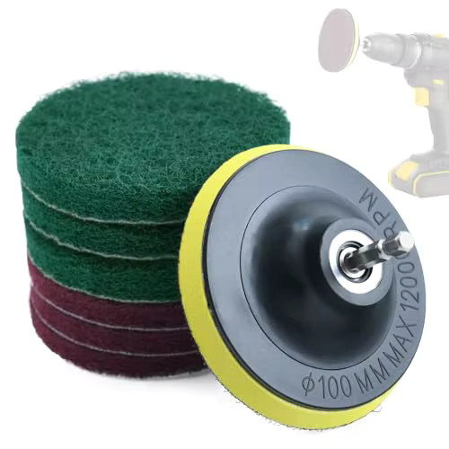 VIBRATITE 8er Set Elektrische Scheuerpads 4 Zoll für Fugenmörtel und Fliesen zur Reinigung von Badewannen und Ecken - Bild 6