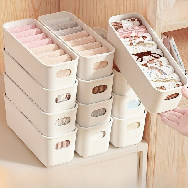 4er-Set weiße Kunststoff-Aufbewahrungsboxen für Schubladen, Regale und Schränke - Bild 1