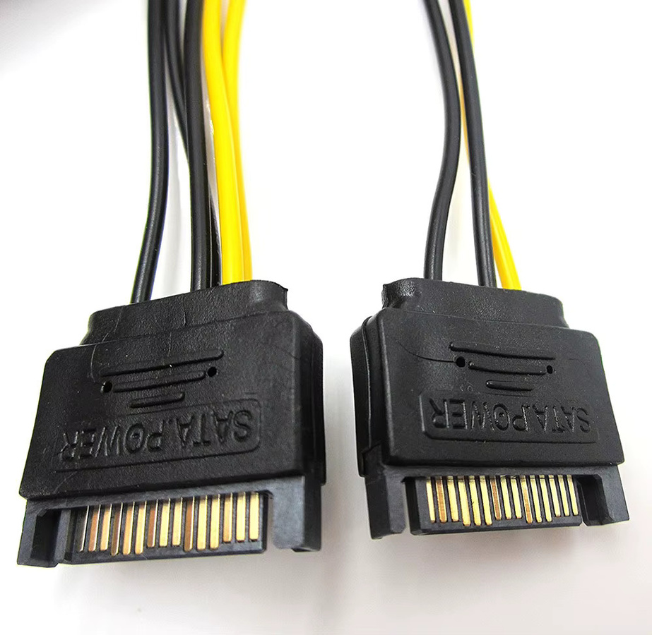Ninth World 2er-Set SATA auf PCIe 8Pin 6+2 Splitter Adapter Kabel in Schwarz - Bild 3