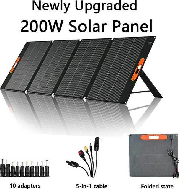 CHUBAN ETFE Faltbares Solarpanel 200W Tragbares Solarladegerät in Schwarz für Outdoor, Reise und Camping - Bild 1