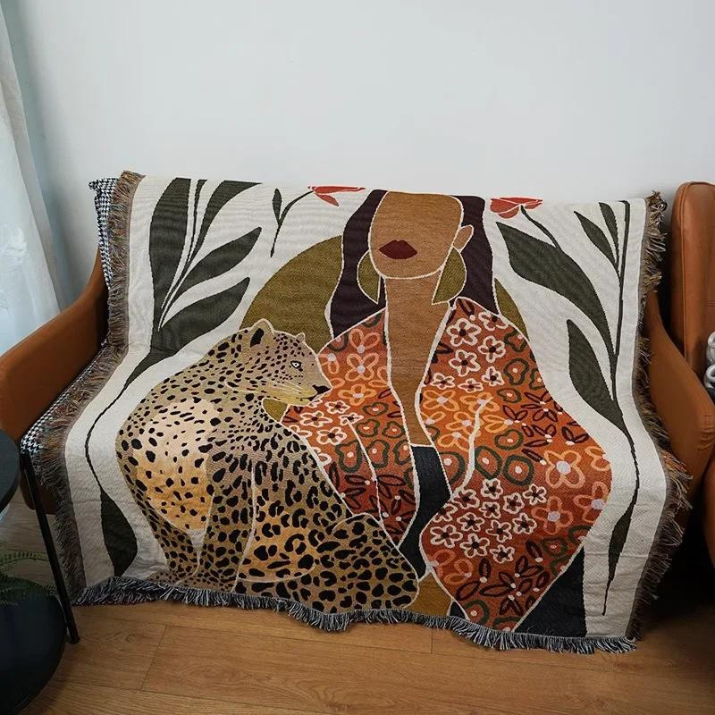 Nordischer Illustrations-Wandteppich als Fadendecke und Sofaüberwurf in Multicolour, B/B: 130 x 160 cm - Bild 3