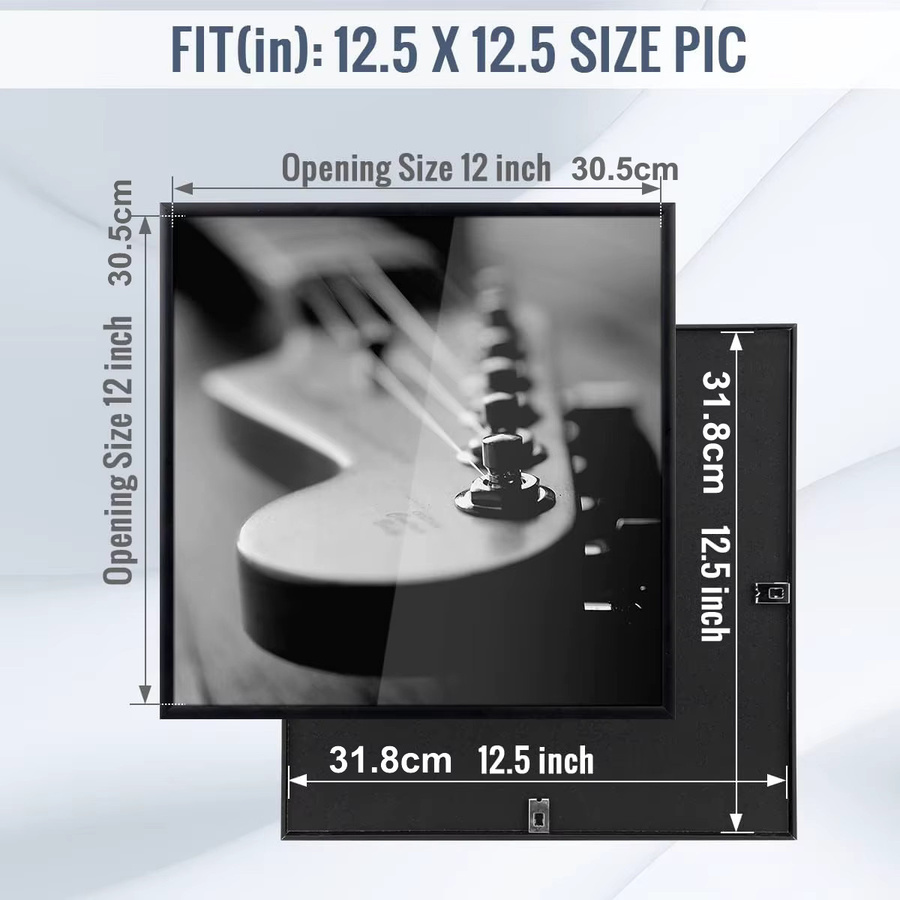 VCC Metall-Fotorahmen für LP-Schallplatten in Schwarz, Wandmontage, B/H: 31,75 x 31,75 cm - Bild 2