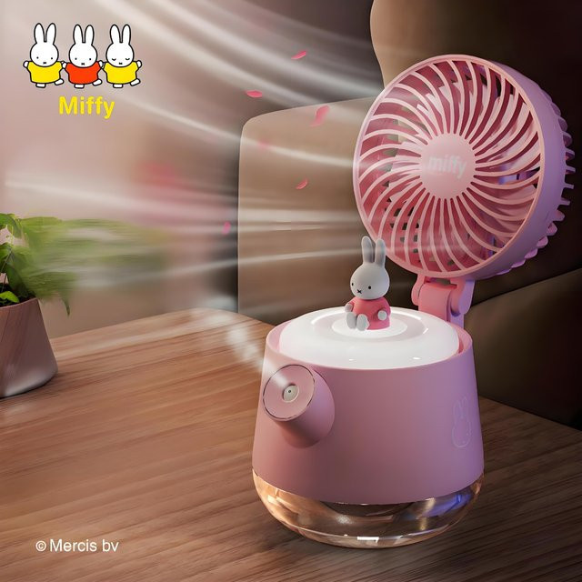 Miffy Tragbarer Ultraschall-Luftbefeuchter mit Ventilator in Pink - Bild 1