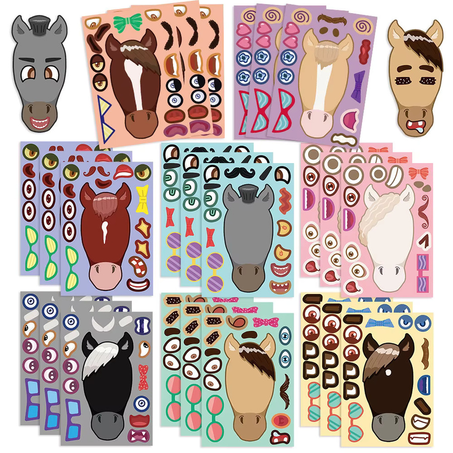 8 Stück wasserfeste Cartoon-Pferdekopf-Aufkleber für Tagebücher und Notebooks in Multicolor von BulingBulingStickers Store - Bild 2