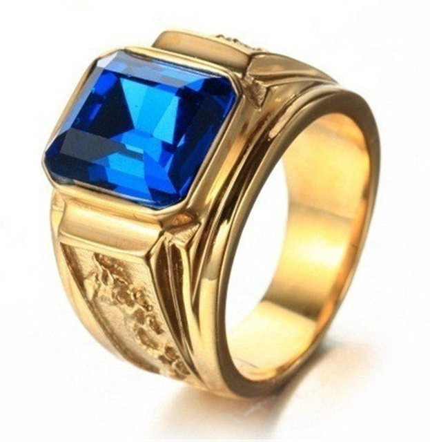 YIRAN Ring, Kupfer, Gold Farbe, Blau, Kristall, Unisex - Bild 1