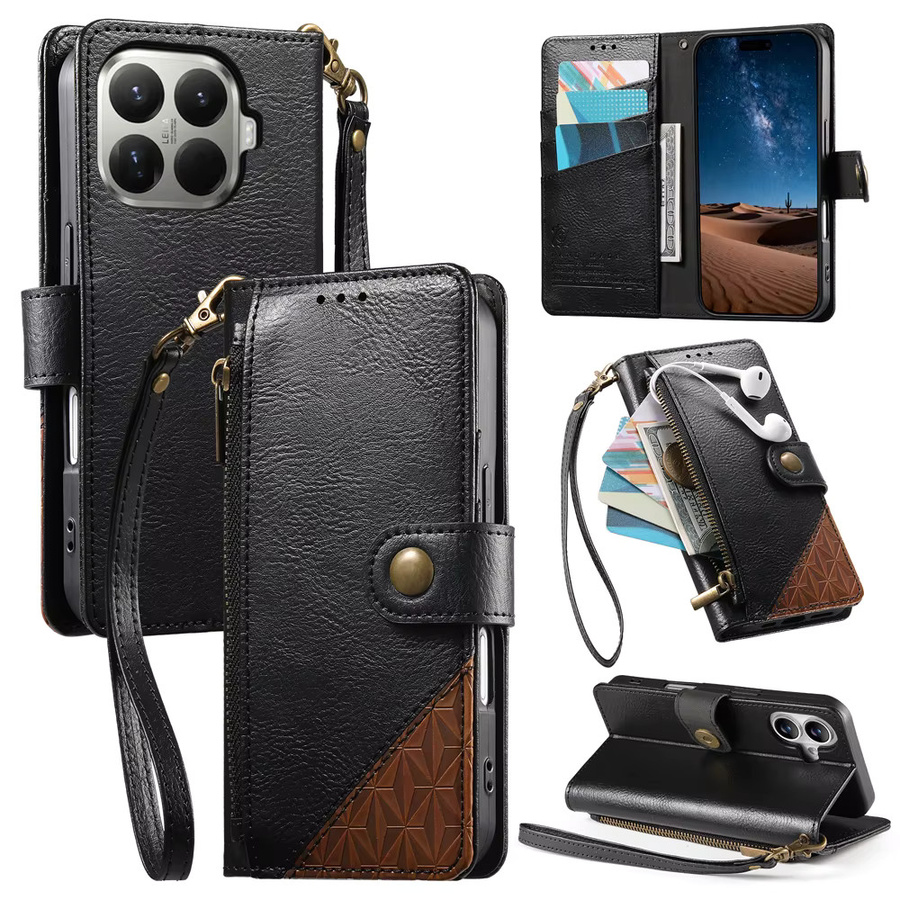 Luxus Lederbrieftasche Hülle mit Reißverschluss und Magnetverschluss für Xiaomi 17T 15T Pro 14T 13T 11T 17 Ultra 5G in Rot - Bild 3