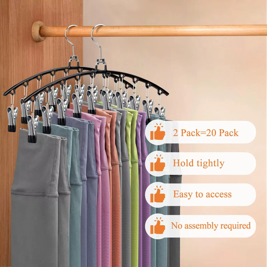 Untior Kleiderbügel aus Edelstahl mit 10 Clips in Pink, platzsparender Kleiderschrank-Organizer für Hosen und Kleidung - Bild 4