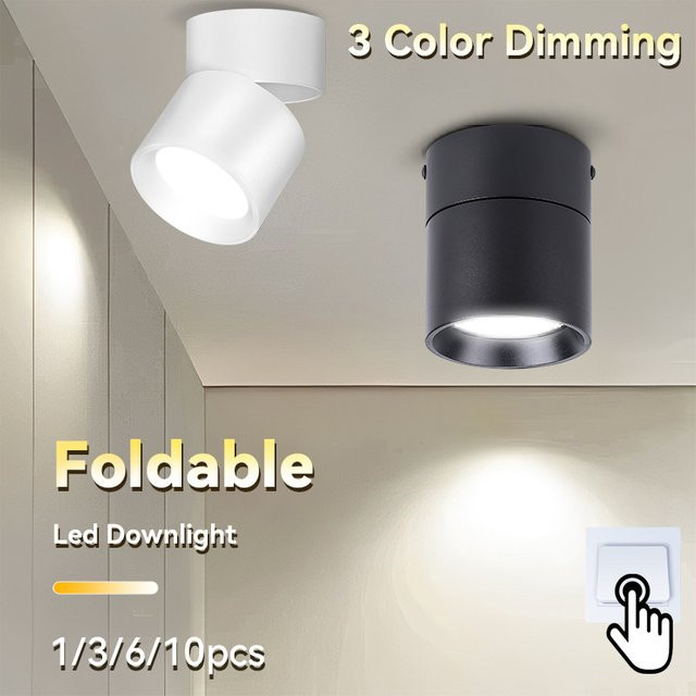 CANMEIJIA Faltbare LED-Deckenleuchte zur Aufputzmontage, verstellbares LED-Downlight für Küche und Heimdekoration, Weiß oder Schwarz - Bild 1