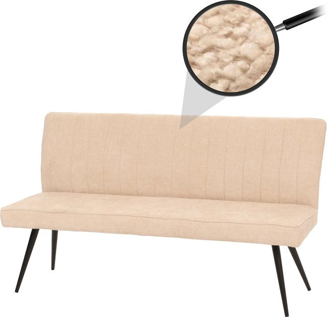 MCW Sitzbank K16 Polsterbank für das Esszimmer mit Rückenlehne aus Chenille und Metallgestell, Farbe: Beige, Breite: 160 cm, Höhe: 90 cm, Tiefe: 60 cm - Bild 1