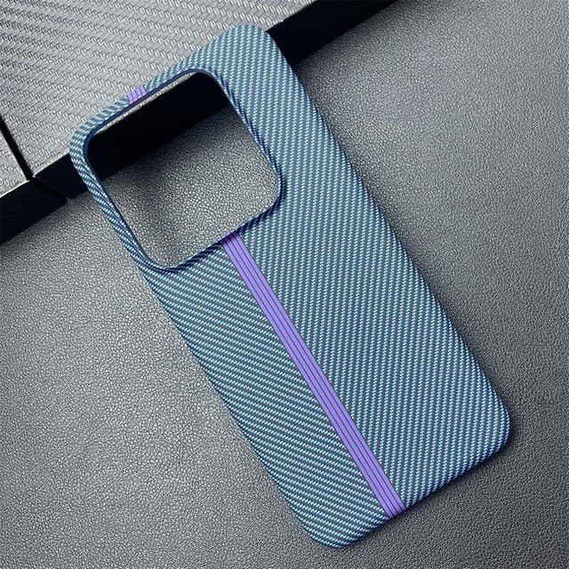 Ultra dünne Hartschalen Hülle mit Carbonfaser-Textur für Xiaomi Mi 14 13 12 und Redmi K80 K70 K60 K50 Pro in Blau und Transparent - Bild 1